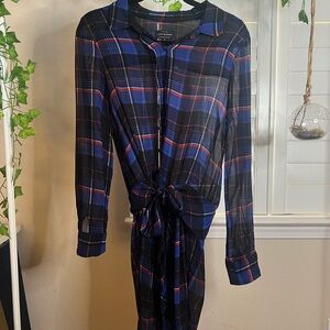 Lucky Brand Plaid Tie-Front Dress